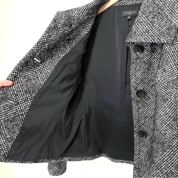 Talbots Wool Tweed Black Glen Plaid Blazer Jacket Size 4 Petite - Picture 11 of 12